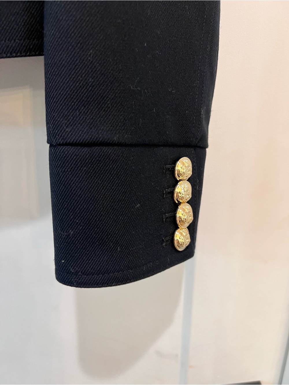 REISS Black Military Cropped Jacket Gold Crest Buttons Size 8 NWOT - Picture 6 of 10